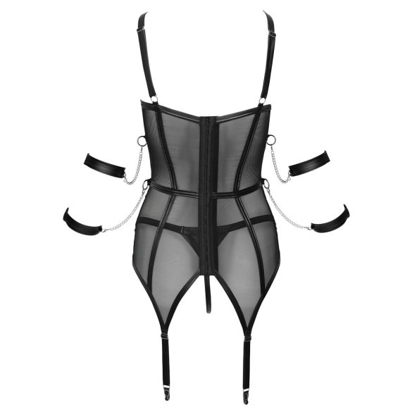 Cottelli Bondage - rihmavest, käerauad ja stringid (must)