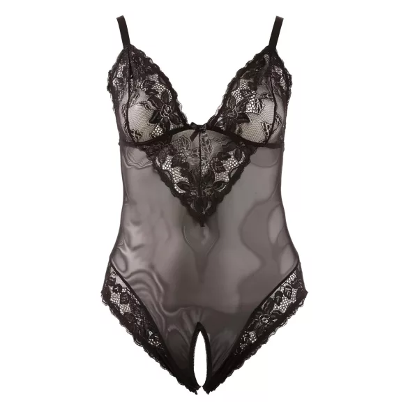 Cottelli Plus Size - pitsist bodi - must - XXXL