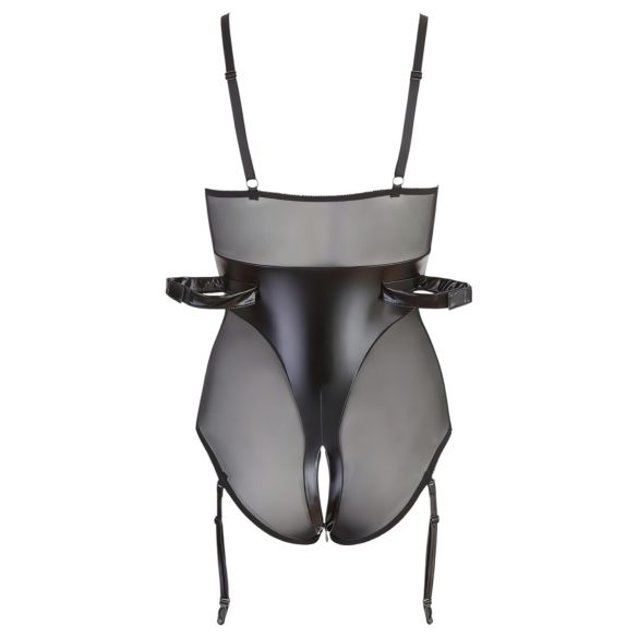 Cottelli Bondage - läikiv keha bondage-käeraudadega - must