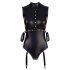 Cottelli Bondage - varrukesteta läikiv body ja käeraudu (must) - XL