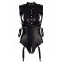 Cottelli Bondage - varrukesteta läikiv body ja käeraudu (must) - XL