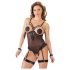 Cottelli Bondage - metallist rõngastega kehabody ja käeraud (must) - XL
