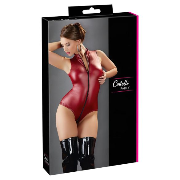 Cottelli Party - tõmblukuga varrukateta läikiv body (punane) - XL