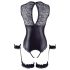 Cottelli Bondage - läikiv avatud body ja käeraud (must) - XL