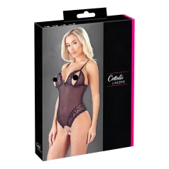 Cottelli - avatud body pitsi ja pärlitega - must - M