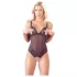Cottelli - avatud body pitsi ja pärlitega - must - L