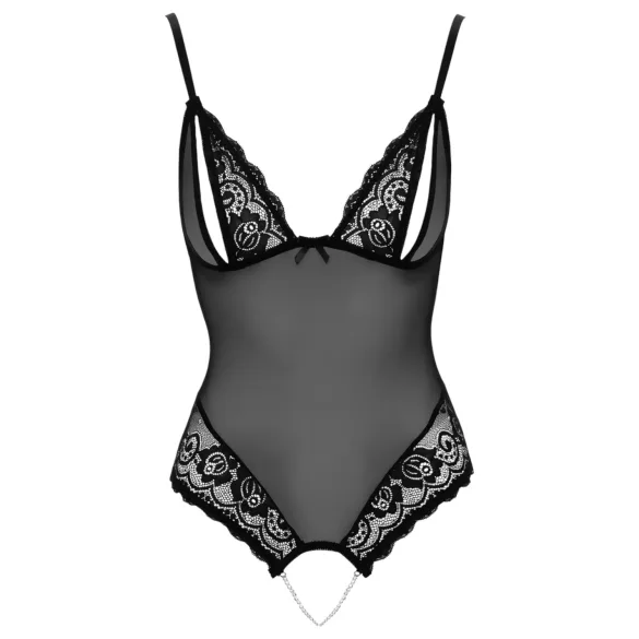 Cottelli - avatud body pitsi ja pärlitega - must - L