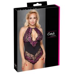   Cottelli Plus Size - naiste bodi - lillemuster - must-lilla - 4XL