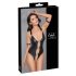 Cottelli Bondage - läikiv rõngastega avatud body (must) - XL