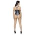 Cottelli Bondage - läikiv rõngastega avatud body (must) - XL