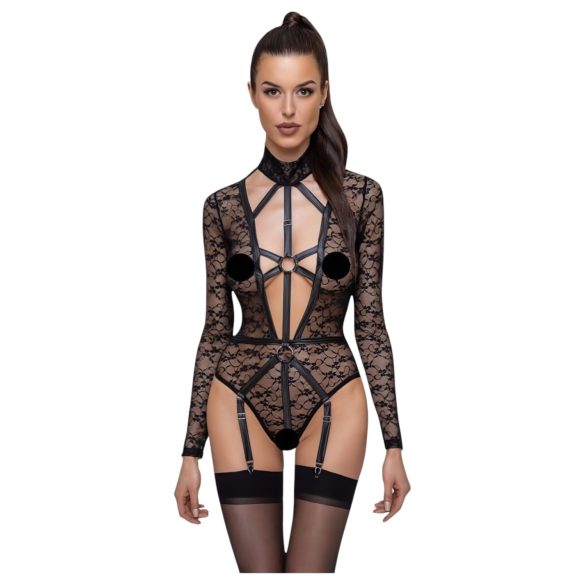 Cottelli - läbipaistev rihmadega body (must)