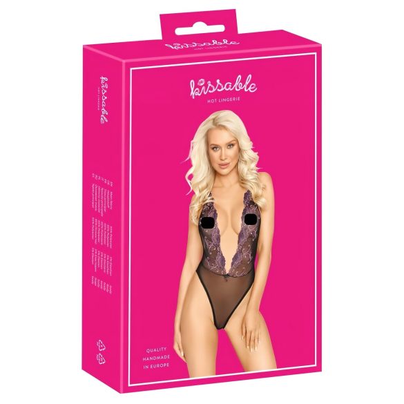 Suudeldav - roosa tikandiga bodi (must) - L/XL