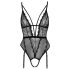 Cottelli - avatud, rihmadega body sukahoidjaga (must) - L