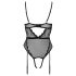 Cottelli - avatud, rihmadega body sukahoidjaga (must) - L