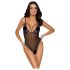 Cottelli - tikitud avatud pitsist body (must-lilla) - M