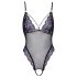 Cottelli - tikitud avatud pitsist body (must-lilla) - L