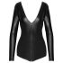 Noir - läikiv pikkade varrukatega must body - XL