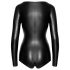 Noir - läikiv pikkade varrukatega must body - XL