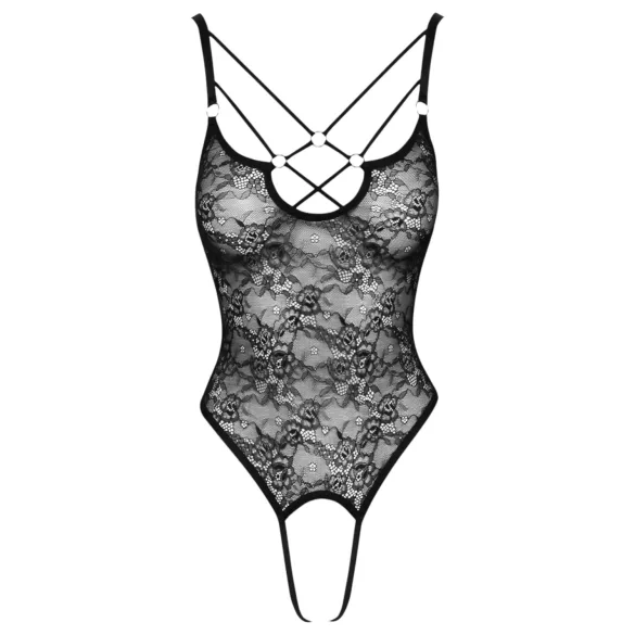 Cottelli - läbipaistev avatud pitsist body - must - M