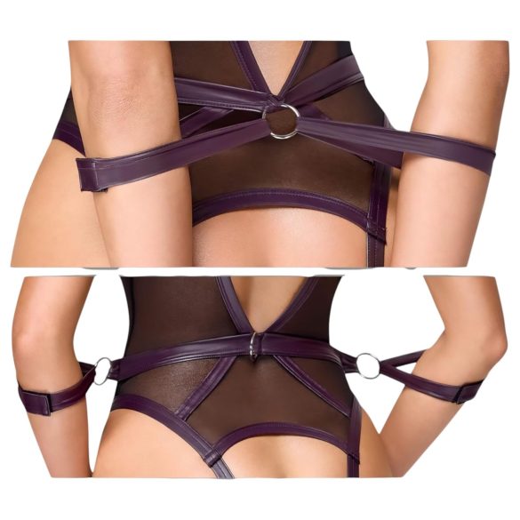 Cottelli Bondage - avatud bodi ja käeraud - must - XL