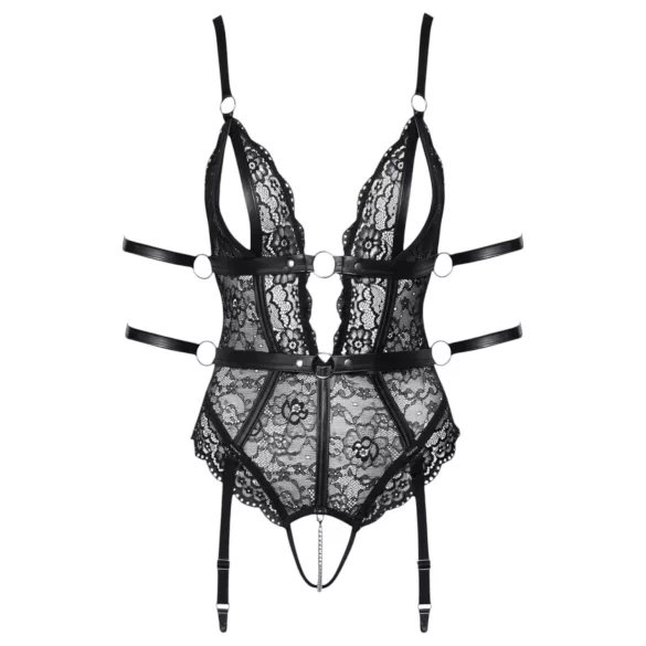 Cottelli Bondage - avatud pitsist body - must - L