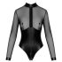 Noir - läikiv body läbipaistva detailiga (must) - L