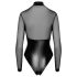 Noir - läikiv body läbipaistva detailiga (must) - L