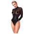 Noir - läikiv body läbipaistva detailiga (must) - XL
