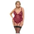 Cottelli Curves - naiste pitsist kehabody kettidega - punane - 2XL