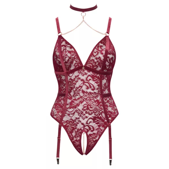 Cottelli Curves - naiste pitsist kehabody kettidega - punane - 2XL
