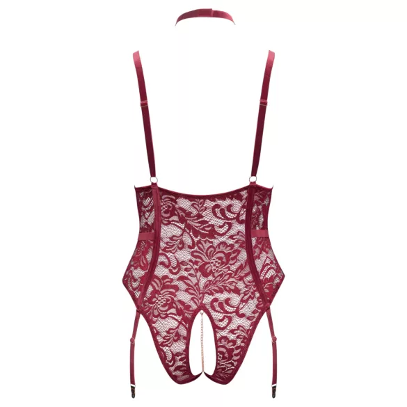 Cottelli Curves - naiste pitsist kehabody kettidega - punane - 2XL