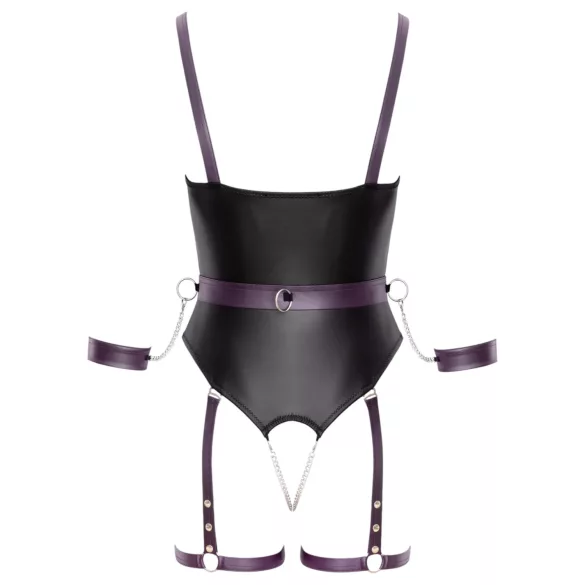 Cottelli - avatud bondage-body käeraudadega - must - L