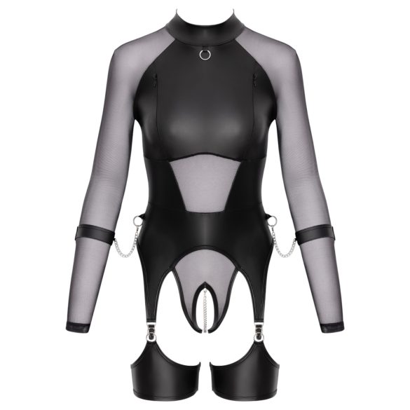 Cottelli Bondage - läbipaistev pluus käeraudadega - must