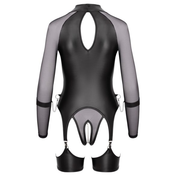 Cottelli Bondage - läbipaistev pluus käeraudadega - must - M