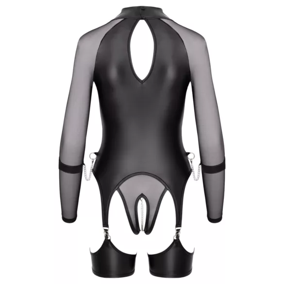 Cottelli Bondage - läbipaistev pluus käeraudadega - must - L