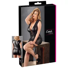 Cottelli Plus Size - läikiv kleit pitsiga - must
