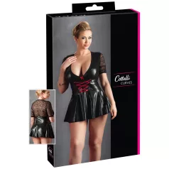 Cottelli Plus Size - lakkkleit punane korsetiga - must - XXL