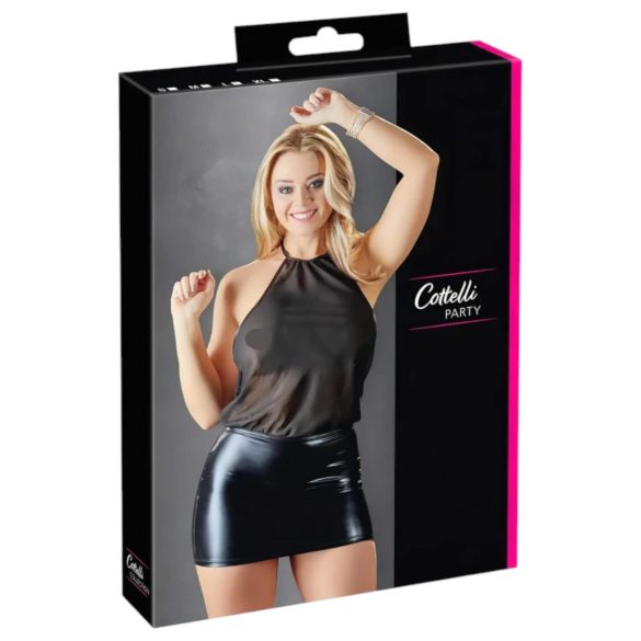 Cottelli - läikiv sifonkleit (must)