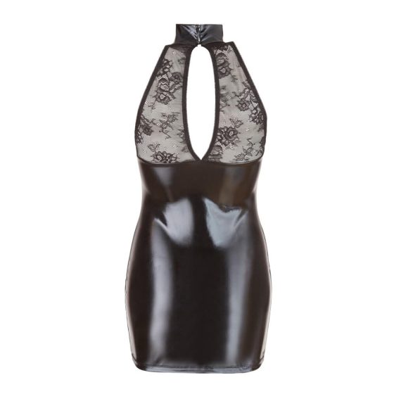 Cottelli - lace minidress with shiny halter neck (black) - L