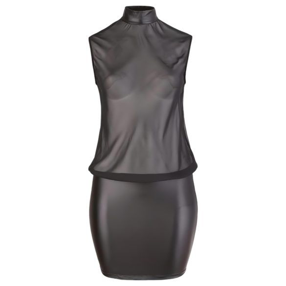 Cottelli Plus Size - läikiv sifonkkleit (must) - 2XL