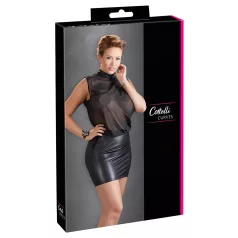 Cottelli Plus Size - seksikas šifoonkleit - must - 3XL