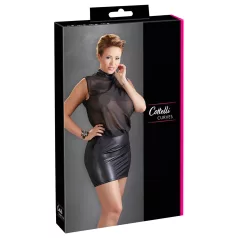 Cottelli Plus Size - seksikas šifoonkleit - must - 3XL