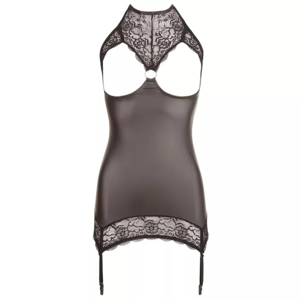Abierta Fina - minikleit - läikiv disain - must - XL