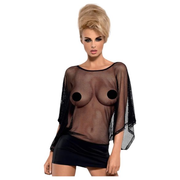 Obsessive Punker - läbipaistev minikleit ja stringid (must) - L/XL