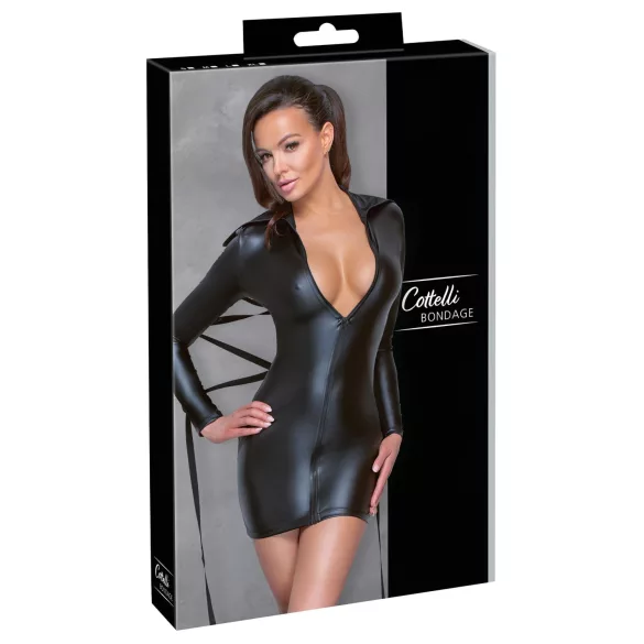 Cottelli Bondage - lakkkleit sidumisrihmaga - must - M