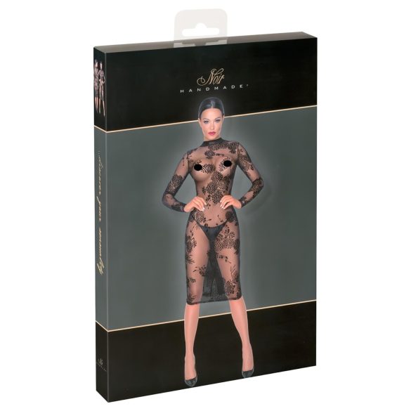 Noir - läbipaistev, lilleline pikkade varrukatega kleit (must) - M