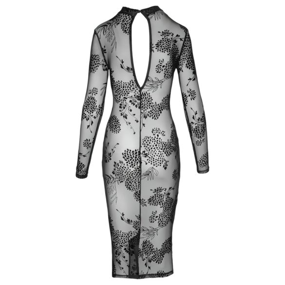 Noir - läbipaistev, lilleline pikkade varrukatega kleit (must) - M