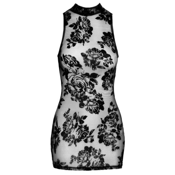 Noir - Sleeveless mini dress with embroidered rose (black) - M