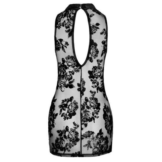 Noir - Sleeveless mini dress with embroidered rose (black) - M