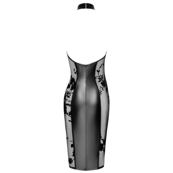 Noir - sheer sheer halter neck dress (black) - M